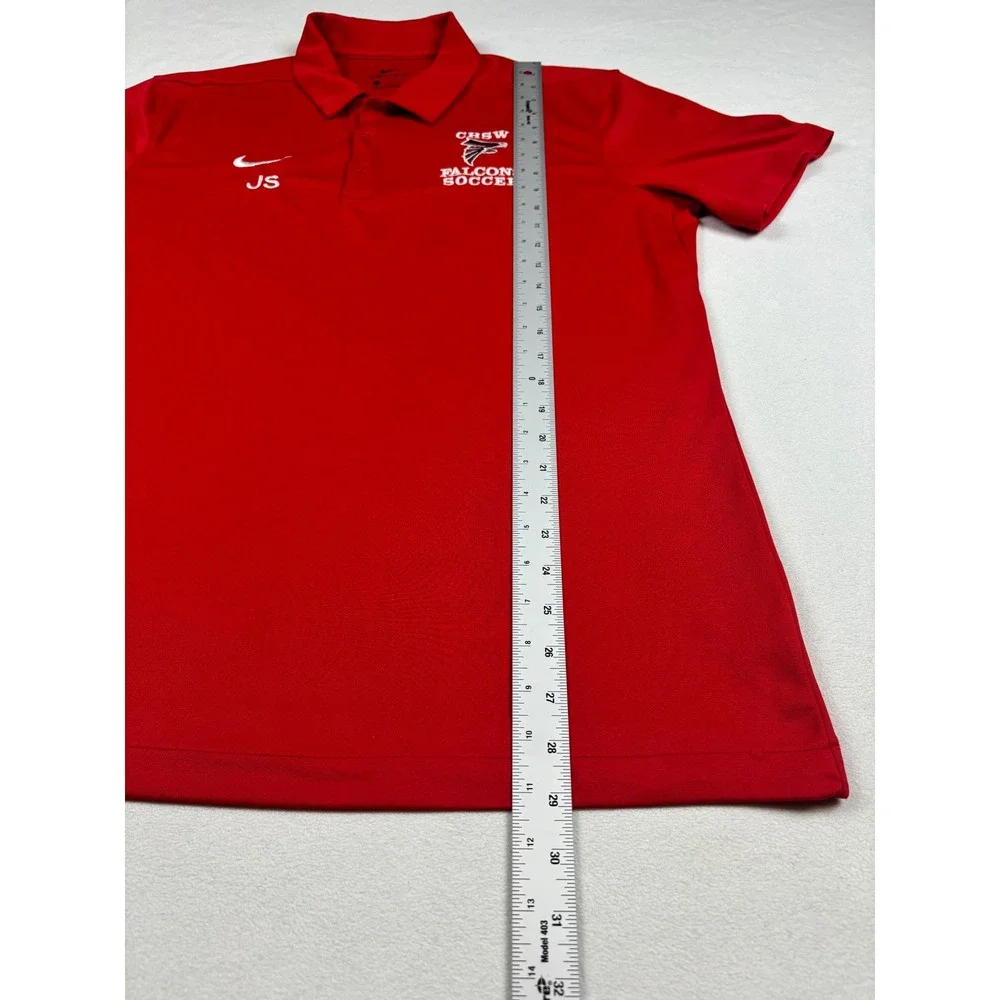 Nike Dri-FIT Mens Large Red CHSW Falcons Soccer‎ Polo Shirt Short Sleeve JS